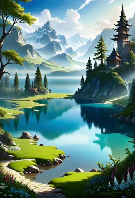 the lake, natural colours, mystical environment