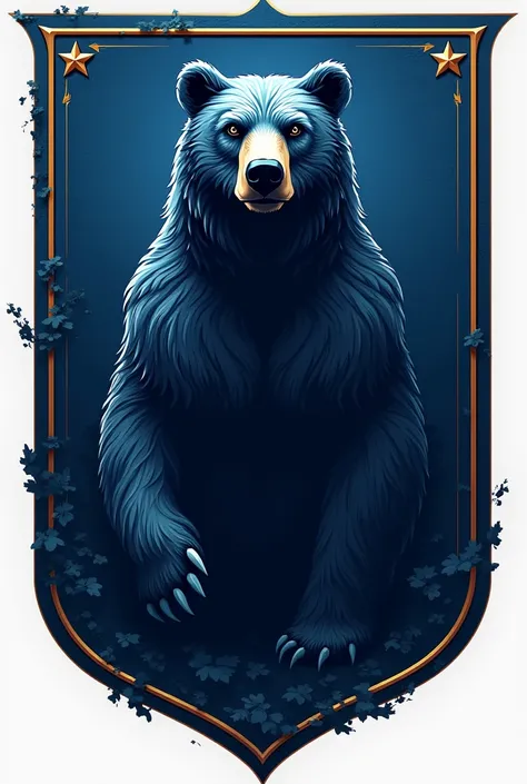 Create a blue emblem with a bear in the middle