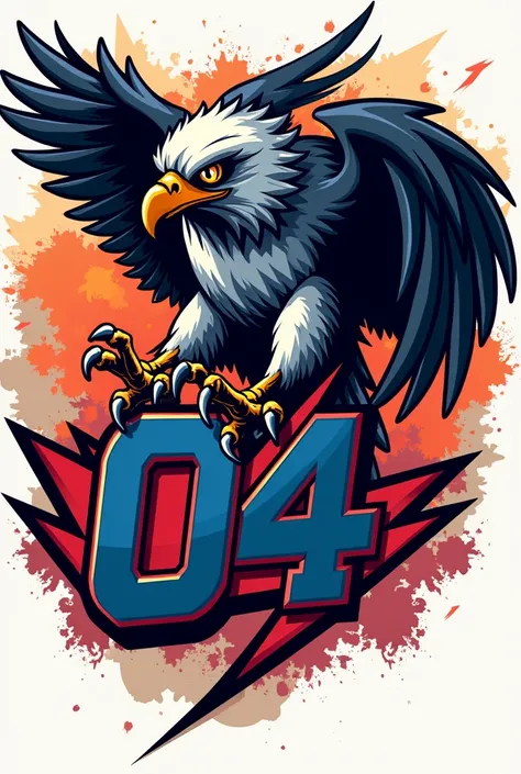 Sports Hawks logo combined with number 04 for a football jersey