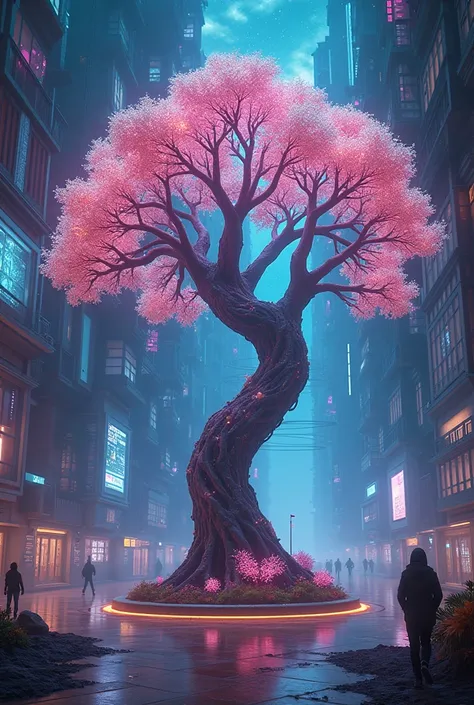 Futuristic Tree of Life, colorful, flashy and school-like