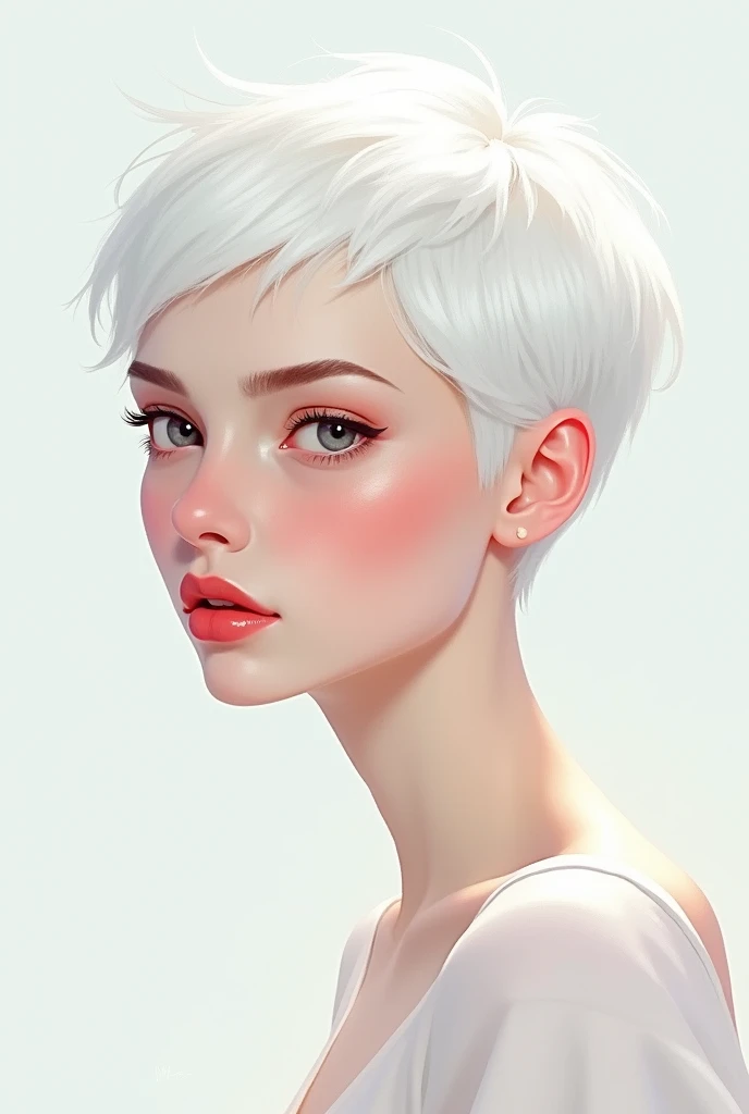 Illustration of a Woman with white pixie cut hair