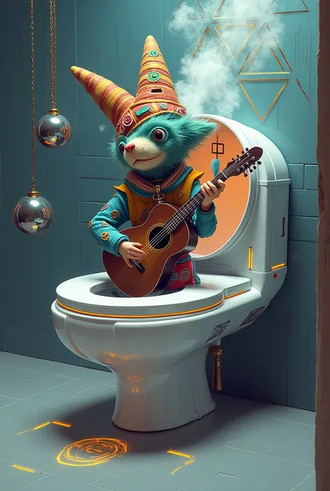 Create an image about the troubadour skibid toilet sigma