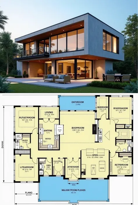 Modern two-story house plan inside