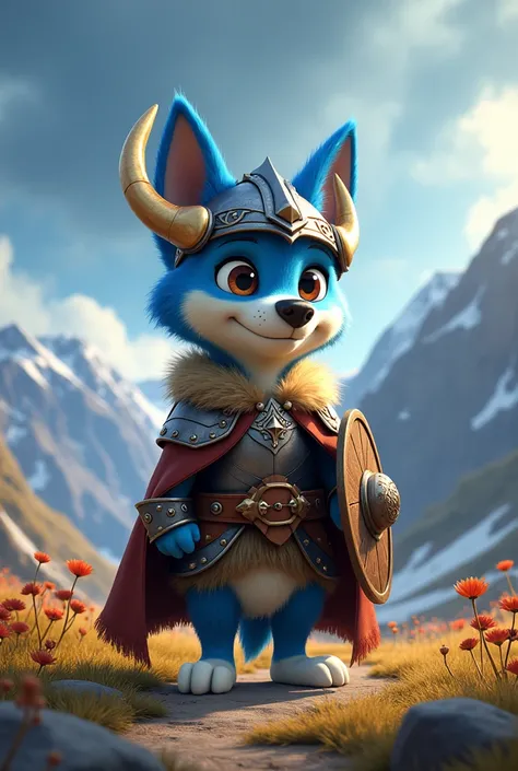 animated bluey dressed as a viking