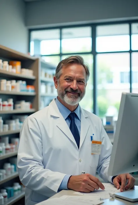 Picture of a pharmacist in a drugstore