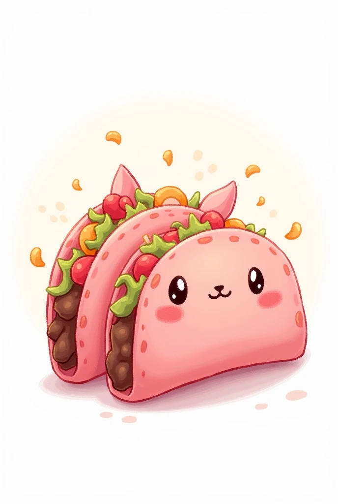 Pink tortilla tacos for a Studio Ghibli style logo with a white background