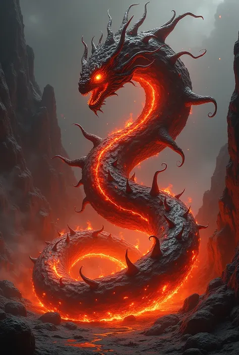 Make a non-humanoid lava red spirit with black 