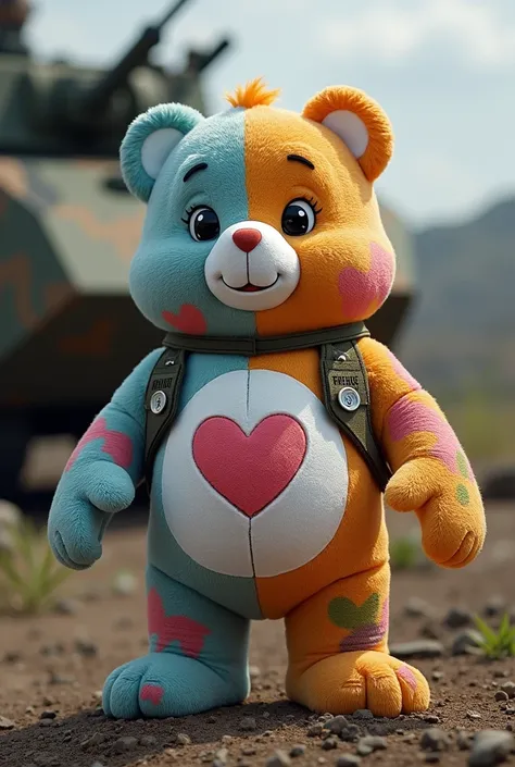 I need a Care Bears belly badge that incorporates military elements. 
