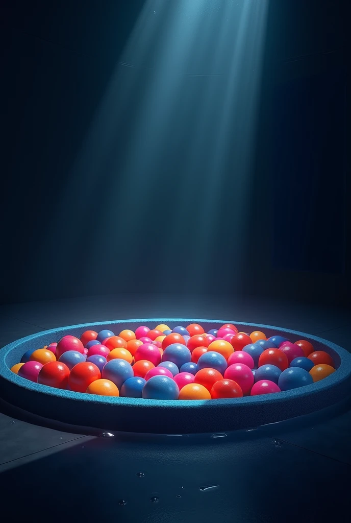 a slide with a ball pool in a dark room with no lights