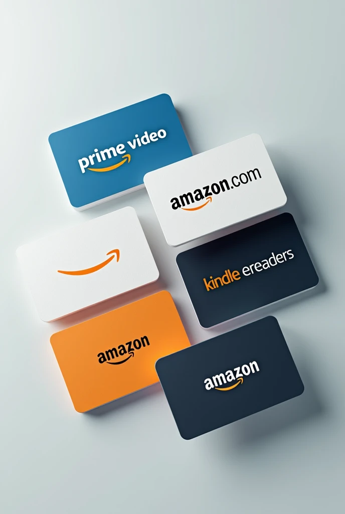 4 amazon business cards (prime video, amazon store, kindle, amazon music)