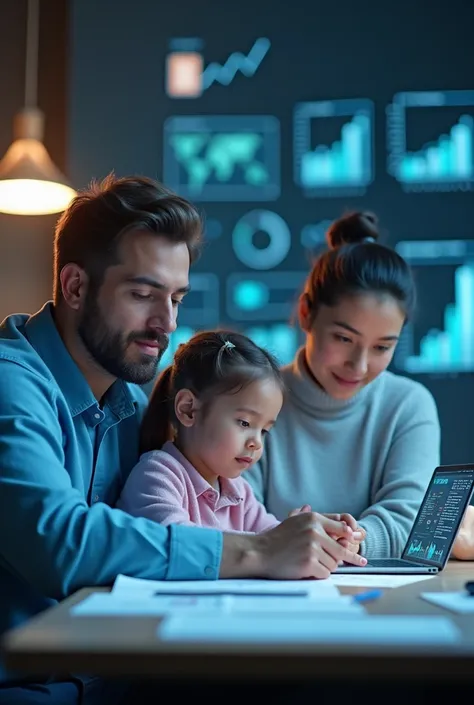 An image showing a family running a business using data.