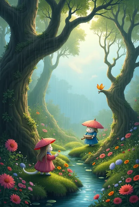 A beautiful fairytale garden where it rains 