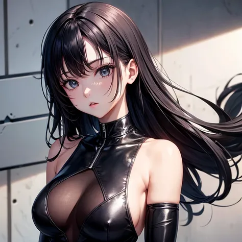 she is wearing black clothes, Exactly, High Cut Bodysuit.　Women&#39;s Boxing　Tifa Lockhart