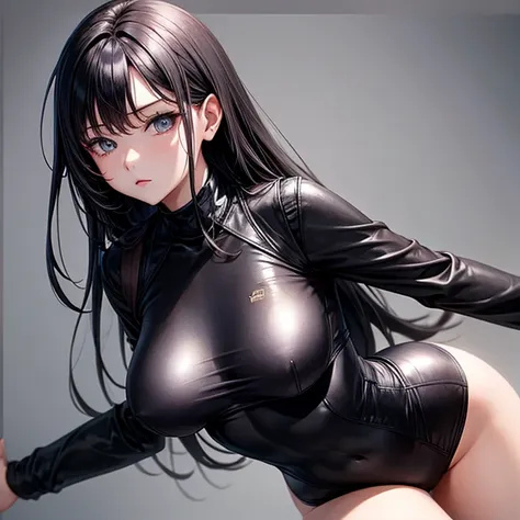 she is wearing black clothes, Exactly, High Cut Bodysuit.　Women&#39;s Boxing　Tifa Lockhart