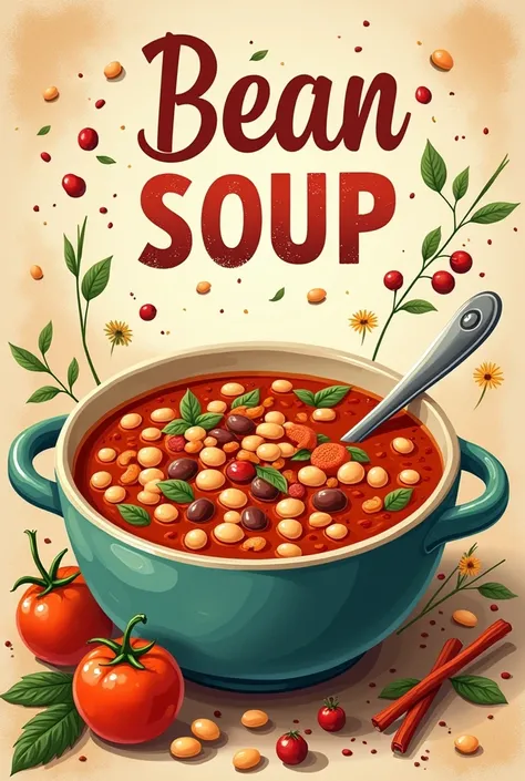 Create a poster promoting bean soup as a healthy and informative food, Now create a highlighting the flavors and how youll feel after eating