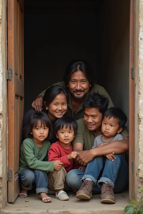 Family crammed into a room in Chile
