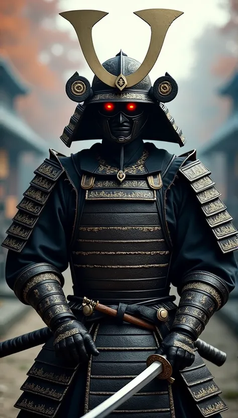 (Best quality,4K,8K,A high resolution,Masterpiece:1.2),Ultra-detailed,(Realistic,Photorealistic,photo-realistic:1.37),Feudal Japanese samurai of the Warring States period, Wearing a full suit of samurai armor, Wearing a black samurai mask, Wielding a sharp...