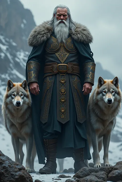 God Odin with wolves
