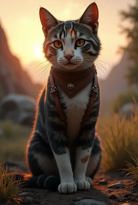 Un gato bicolor como Arthur Morgan de Red Dead Redemption II 
