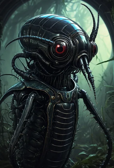 gothic surrealism dark robot insect leech