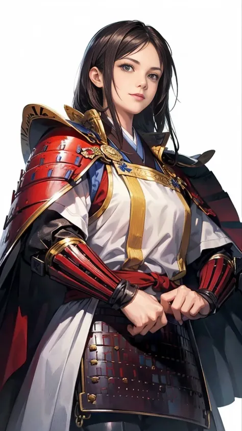 Beautiful woman with dark hair：1.3, Amazing character art, ((Knight Armor:1.3 )),((Pure white background)), (8k, RAW photo, best quality), Handsome，Beautiful female knight, 2. 5D CGI Anime Fantasy Artwork, Detailed digital art, Very nice work of art, Fan A...