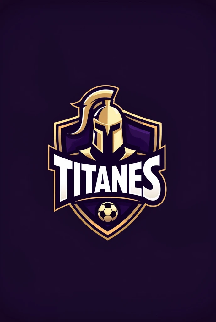 football shield for a team called Titanes FC, that it be a simple logo, that there be a titan or a warriors helmet in the center (Not so big), with the word TITANS (in Spanish), The two main colors should be dark purple and white, and add a subtle touch of...