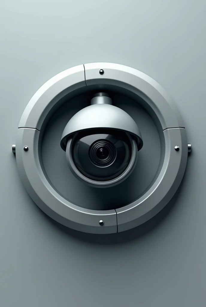 security camera inside a circle for a logo, realisitic