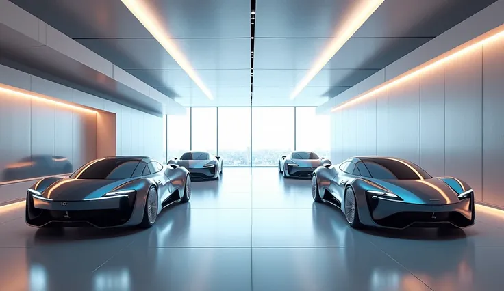 Background of a futuristic 3D vehicle showroom