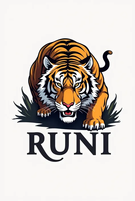 Create a logo with the name RUNI and a tiger 