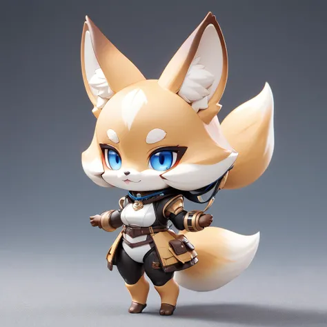 (masterpiece, best quality:1.2), ultra-small deformation, Chibi Cute, 1 girl, solo, full body, (anthropomorphic Fennec Fox, furry, kemono), simple background, Generated in SFW