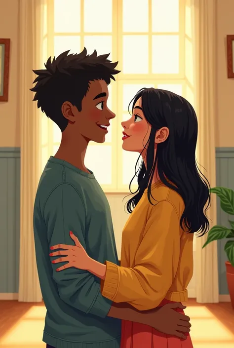 A sixth-grade boy in school, with brown skin and straight black hair, is in love with a girl who is also brown-skinned and has straight hair. But the boy is sad and scared to tell her he likes her, and he cries. Even so, he tells her he likes her and they ...