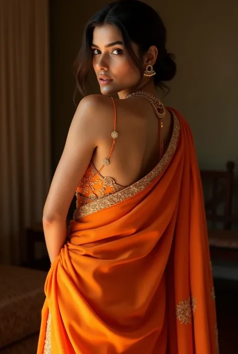 Kriti sanon in orange saree, hot pose