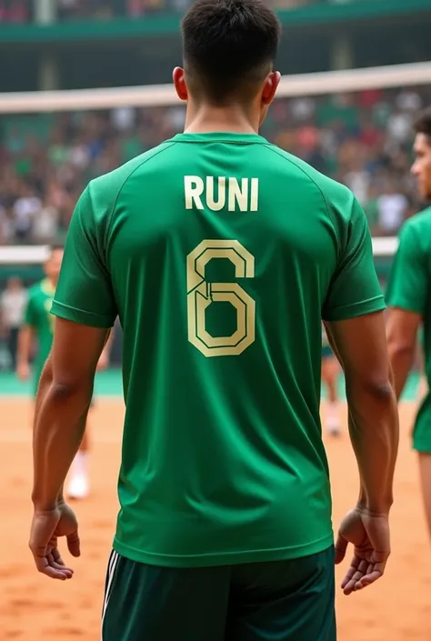  Volleyball jersey with the team name RUNI in green. 