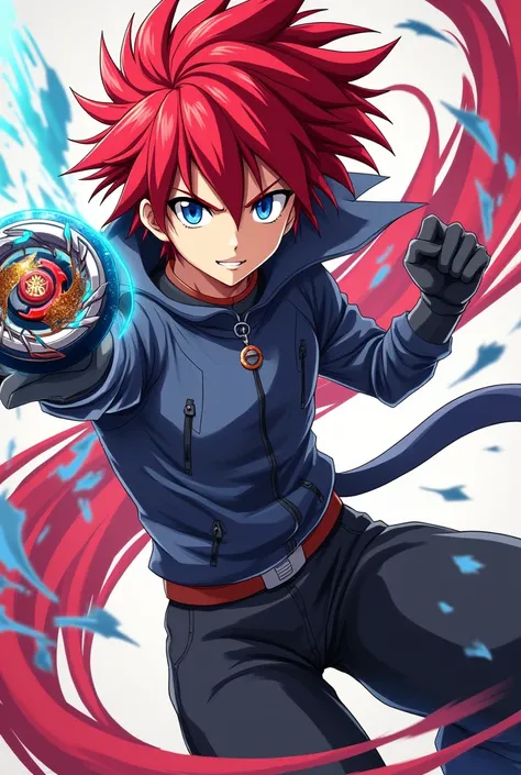 Create an image of the character Shu Kurenai from the anime Beyblade Burst 

