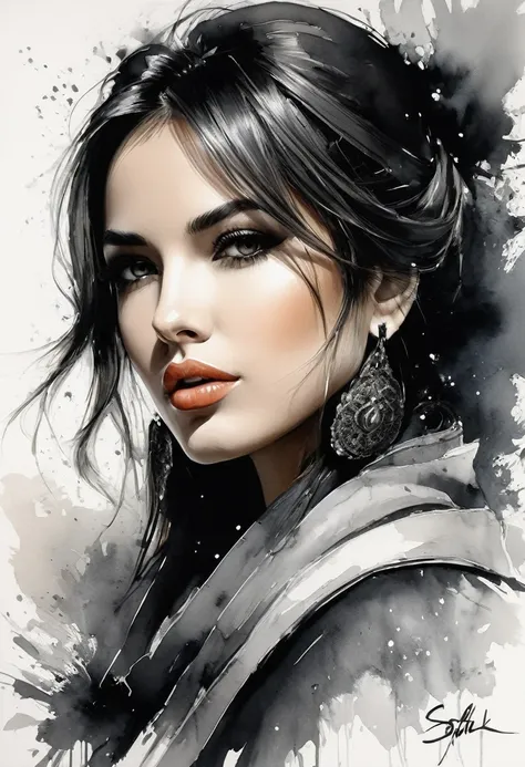 work of art, best qualityer, just a very beautiful Bulgarian woman in fashion design Clothes, ink painting style, Sofia landmark in Bulgaria, perfect poses, 
subdued colors, soft strokes, low angle, ink painting in the style of artists such as Russ Mills, ...