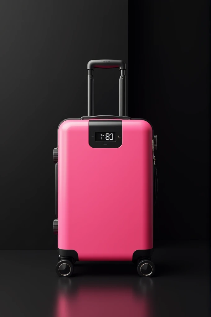 Luggage with digital weight count for traveller in pink colour with black background 