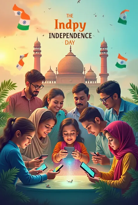 Indian independence day creative image including mobiles and computer creativity and gadgets promotion