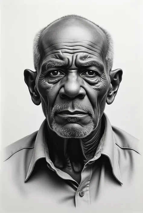 Drawing of an old bald black man 