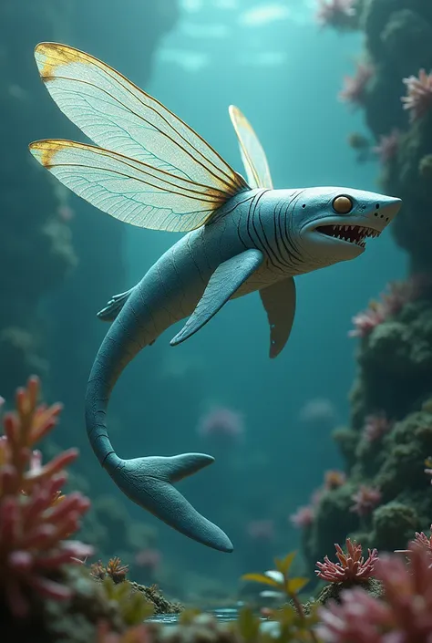 The dragonfly and the shark are in the same body.