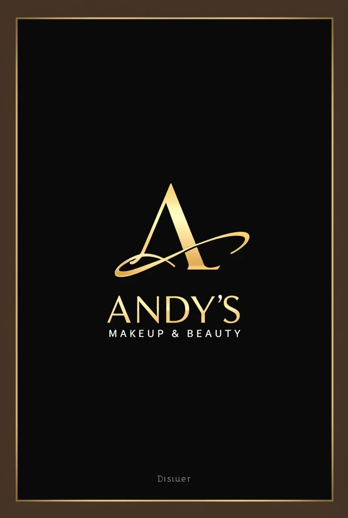 Logo Andys Makeup & Beauty dorado y negro 