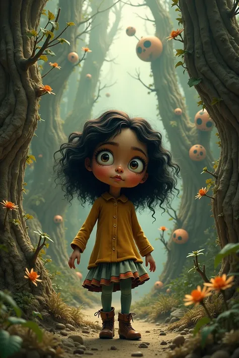 Make the strange world of Coraline, the character with the coloration of a brown girl 