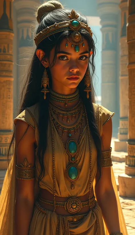 Young and beautiful shaman of ancient Egypt, whole body