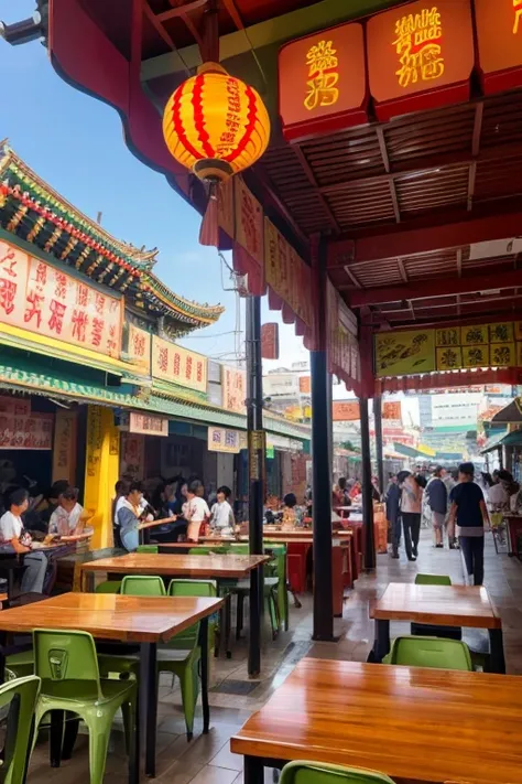 ((best quality)), ((masterpiece)), (detailed),Chinatown,Hawker Centre