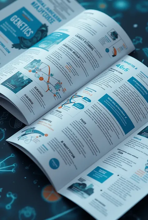 Create a trifold brochure that discusses genetics and its characteristics.