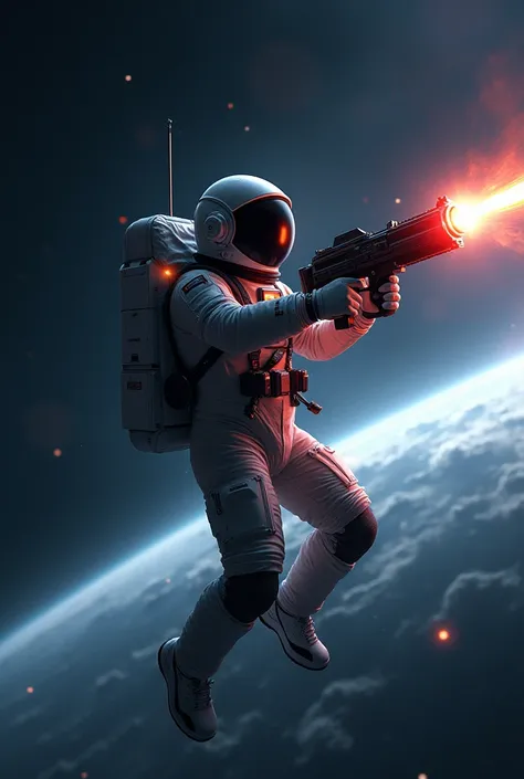 astronaut with a laser gun 