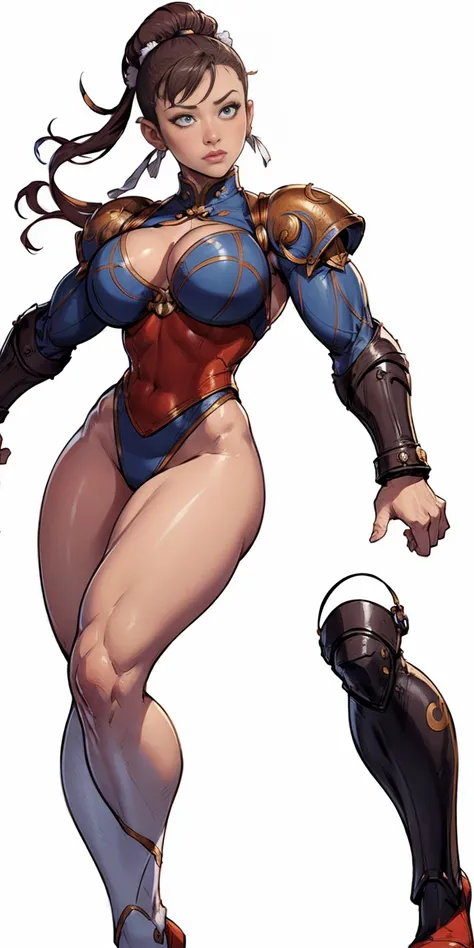 (white background:1.2) Chun-Li V2.1, fusion, Whole body, dynamic pose, Detailed face, bright Eyes, Perfect skin, Realistic proportions, 8k, Unreal Engine, photorealistic, detailed skin texture, masterpiece, Best Quality.