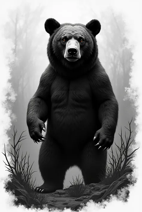 Black and white bear figure and background