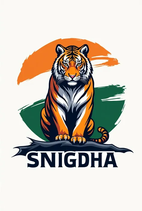 Logo of indian flag tiger in background with name of "SNIGDHA"