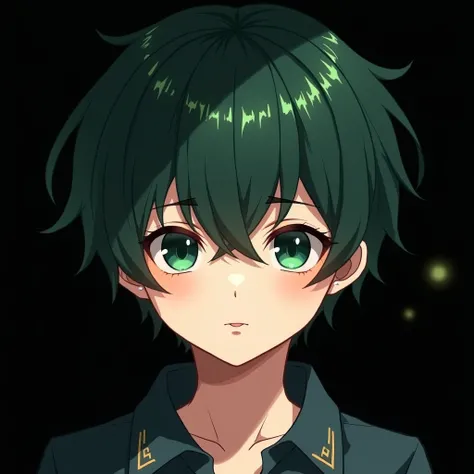 GenshinAvatar, (a boy with dark green hair and dark green eyes:1.4), highly_detailed, illustration, portrait, (((masterpiece))),(((bestquality))), (black_background:1.4), simple_background, 