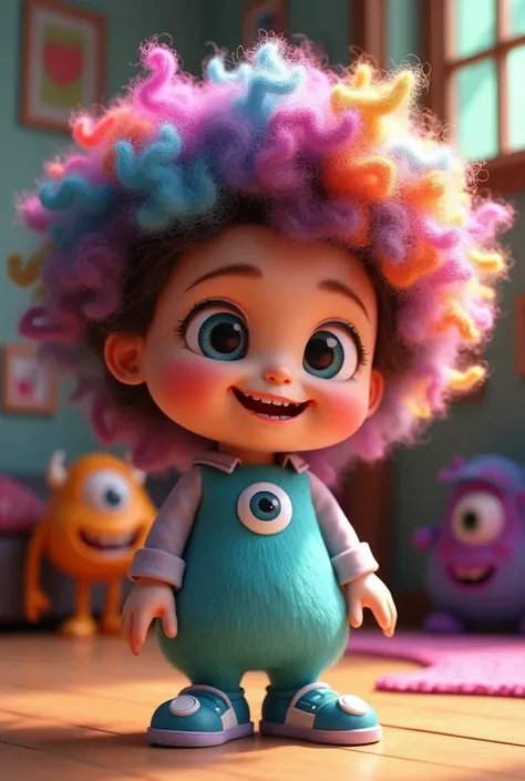 Animated curly haired doll like Monsters Inc